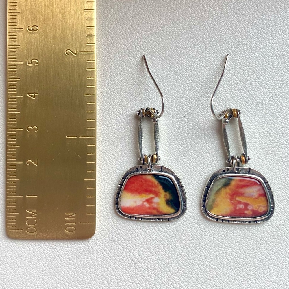 Handcrafted Multicolor Drop Earrings - Picture 2 of 2